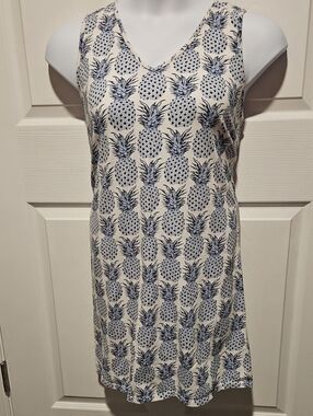 Crown & Ivy Blue Pineapple Print Sleeveless Mini Dress on Cream